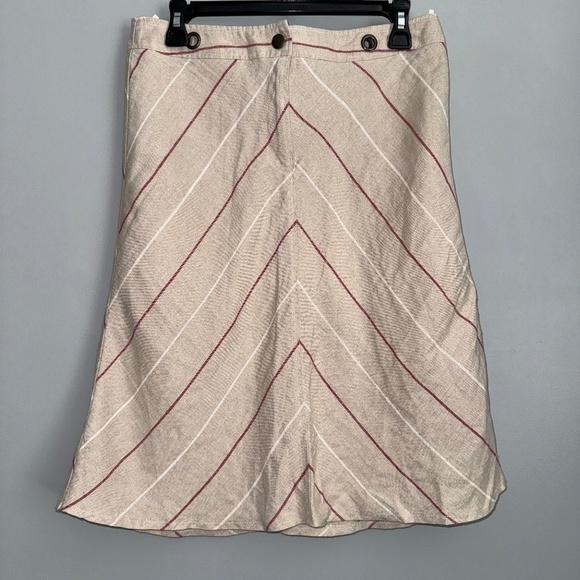 United Colors of Benetton Linen Blend Tan Striped Skirt Size 10 US - Picture 6 of 8